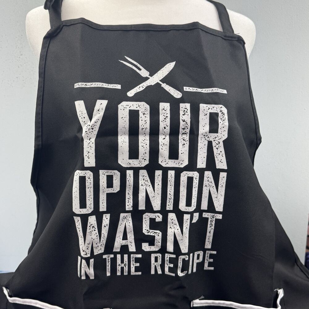Funny Apron Your Opinion Wasn't In The Recipe Adjustable Unisex Grilling BBQ NEW